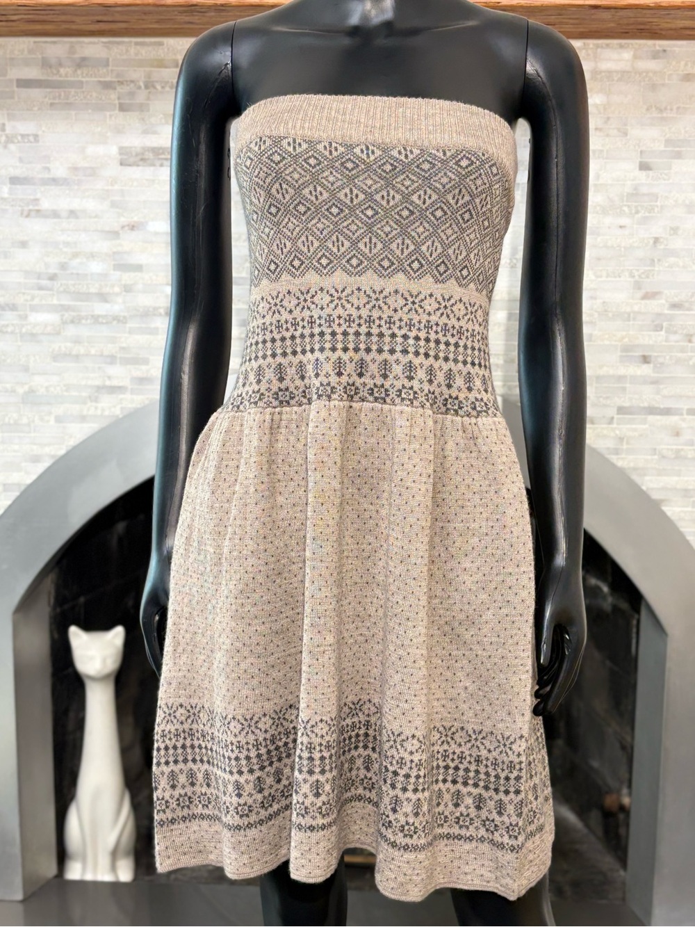Willow & Clay Boho Nordic Pattern Strapless Knit Dress size Large